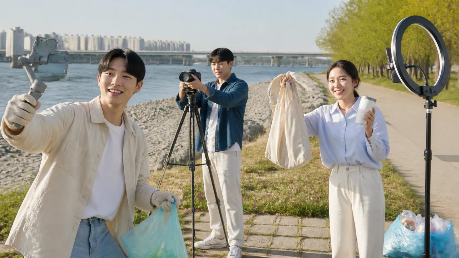 에코 크리에이터 촬영 현장 (AI 생성 이미지)
